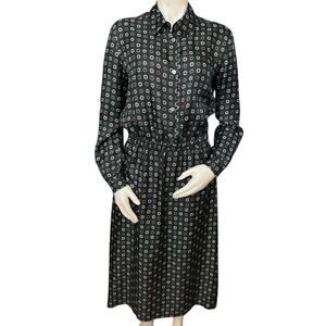 LAURA URBINATI Dress Geometric Print Silk Size 44 US8